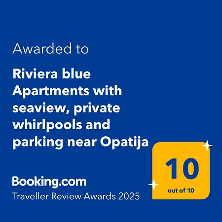 Appartement Riviera Blue With Seaview, Private Whirlpools And Parking Near Opatija Opric
